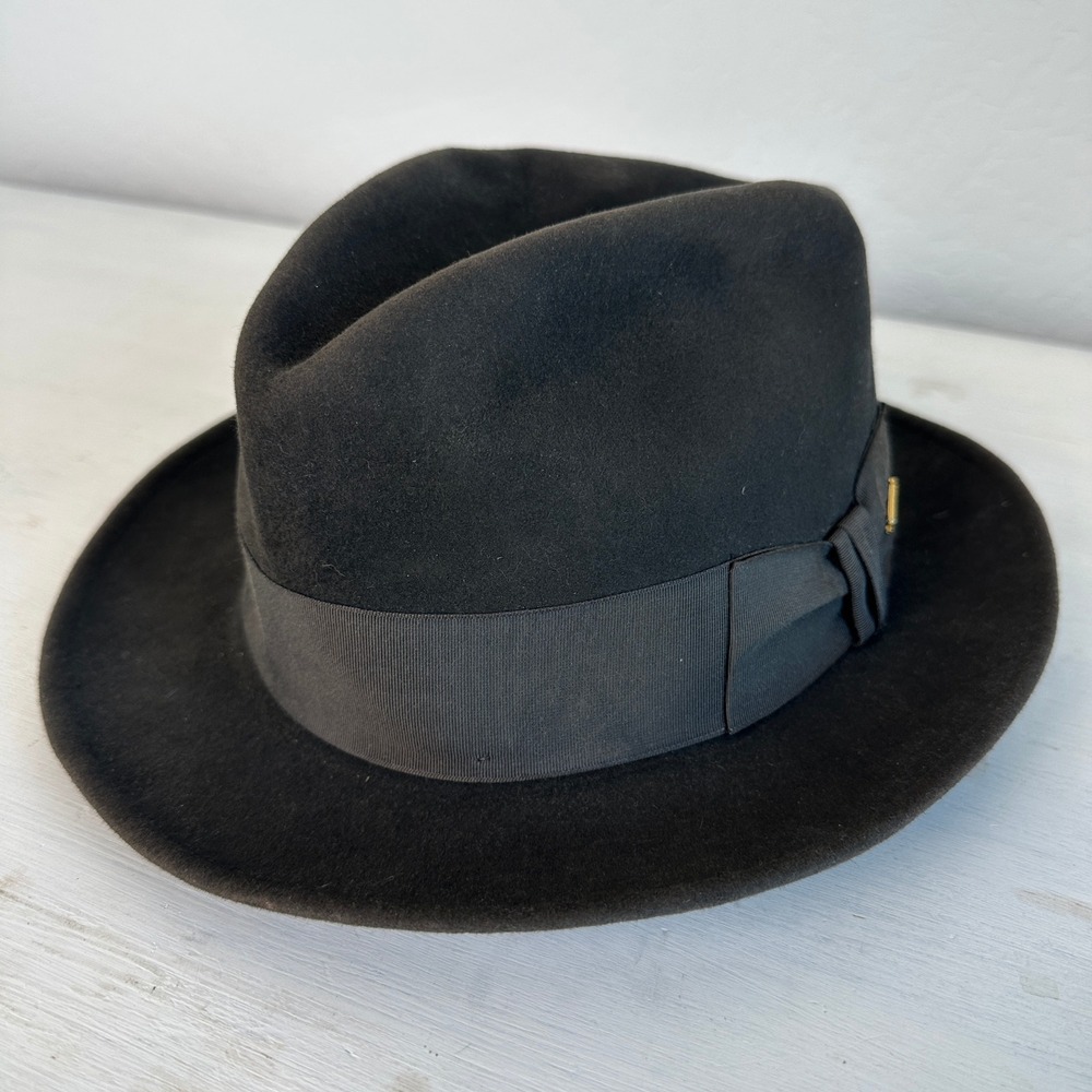 Vintage 80s-90s Stetson Fedora Mens 7 1/8 Royal Stetson Black Felt Hat